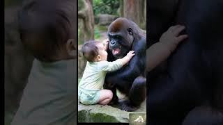 Toddler Plays with Gentle Gorilla – Adorable and Unbelievable ai [upl. by Ernestus74]