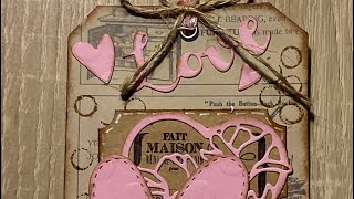 Tuto TAG ST VALENTIN ❤️ 💙🦋138 scrap tuto action facile tags tag [upl. by Elleraj]