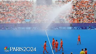 WATCH OUT Water cannon turns on MIDGAME during gold medal match  Paris Olympics  NBC Sports [upl. by Marozik899]