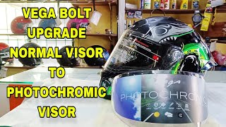 VEGA BOLT UPGRADE  NORMAL VISOR TO PHOTOCHROMIC VISOR DAY NIGHT VISORRS1016 REVIEW IN HINDI [upl. by Niccolo893]