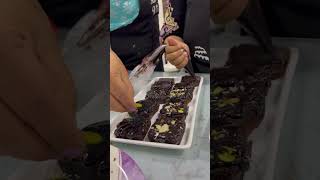 Garnishing chocolate brownies [upl. by Nedry]