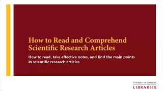 Tutorial How to Read and Comprehend Scientific Research Articles [upl. by Gnen]