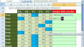 Excel Magic Trick  283 Lookup Vendor Name With Low Bid [upl. by Wulf]