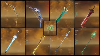 All 5 Star Weapon Genshin impact Changes Comparison Before After Level Up [upl. by Llenram]