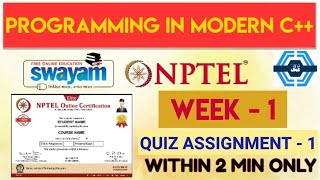 Programming In Modern C Week 1 Quiz Assignment Solution  NPTEL  SWAYAM  2024 [upl. by Hogen]