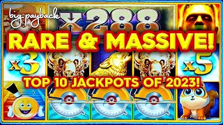 RARE amp MASSIVE Top 10 MOST EXCITING Slot Jackpots 2023  THIS IS WHY WE WATCH [upl. by Ylerebmik]