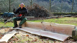 LIVING INTO THE WOODS in a DIY CABIN  CHAINSAW MILLING Our Own LUMBER [upl. by Gabe307]