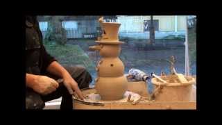 To make a snowman of clay on a potterswheel [upl. by Oiramed]