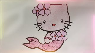 Draw and color the image of a mermaid with a cat face [upl. by Yun]