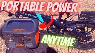 Portable Solar Generator Charges Electric Bike  Jackery 2000 [upl. by Close]