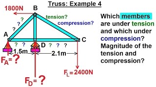 Mechanical Engineering Trusses Bridges amp Other Structures 14 of 34 Truss Ex 4 [upl. by Aloise]