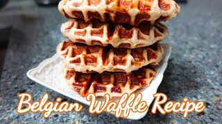 Belgian Waffle Recipe Liege Waffle with pearl sugar softchewycrispy crusthand kneading [upl. by Georgianna]