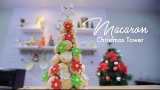 Macaron Christmas Tower By Chef Nicole [upl. by Yllas884]