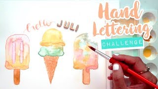 Handlettering Watercolor JULI letteringmitooobacht I Challenge [upl. by Latsryc]