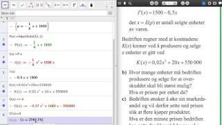 kostnad inntekt og etterspørsel oppgave 6 312 S2 [upl. by Haldeman]