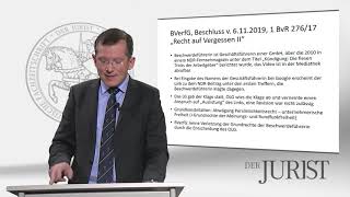 Recht auf Vergessen II – BverfG Beschluss vom 06 November 2019 [upl. by Aniroc]