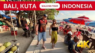 KUTA BALI Indonesia 🇮🇩 WALKING Tour Bali beach 2024 [upl. by Nehttam]