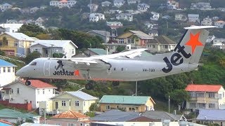 Jetstar Dash8 Q300  Landing Wellington Airport  VHTQD [upl. by Oinotnas]