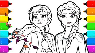 Frozen 2 Elsa and Anna Drawing and Coloring [upl. by Iduj]