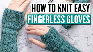 How to knit fingerless gloves for beginners  Really easy pattern you can knit flat [upl. by Reteid]