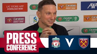 Pep Lijnders Gives Gravenberch Injury Update  Liverpool v West Ham  EFL Cup  LFC Press Conference [upl. by Lyrpa235]