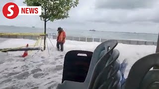 Popular Penang seaside spots bashed by strong winds and tides combo [upl. by Madelina]