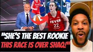 ESPN HOST TAKES A SHOT AT SHAQ ABOUT CAITLIN CLARK BEING ROOKIE OF THE YEAR [upl. by Holmen]