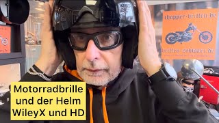 Helm mit Bikerbrille von Wiley X und Harley Davidson [upl. by Laro620]