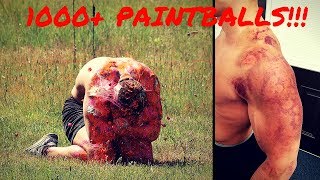 SHOT WITH 1000 PAINTBALLS IN SLOW MOTION  Bodybuilder VS Paintball Guns  Crazy Challenge Fail [upl. by Ferrel417]