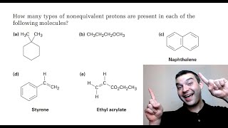 Identifying nonequivalent protons practice How to determine the number of signals in HNMR spectra [upl. by Kaazi]