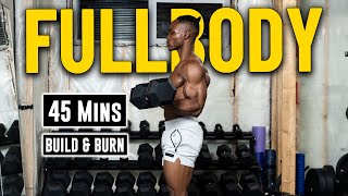 45 Minute Full body Dumbbell Workout No Bench  Build Muscle amp Burn Fat 19 [upl. by Nikki763]