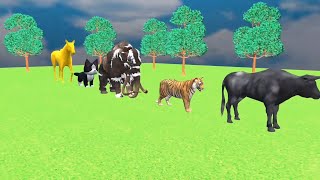 Paint Animals Gorilla Cow Tiger Lion Elephant Fountain Crossing Animal Game [upl. by Neirbo929]