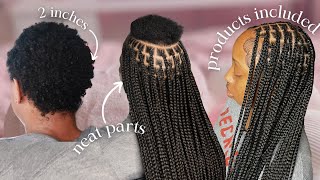 What you need to know doing knotless braids on short hair  TWA 2 inch hair [upl. by Whitnell]