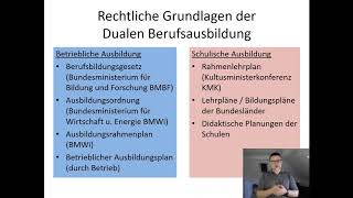 Rechtliche Grundlagen der Dualen Berufsausbildung 3  Ausbildungsordnung Rahmenplan und mehr [upl. by Hemminger548]