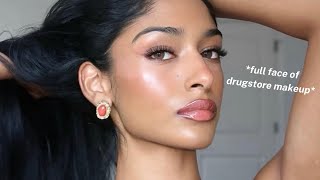 DRUGSTORE MAKEUP ROUTINE 🤍 natural glowy look for all skin tones brown girl friendly [upl. by Hnad]