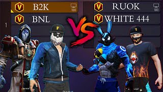 WHITE 444 RUOK FF VS B2K BNL  ONE TAP KINGS VS AWM LEGENDS [upl. by Llednik113]