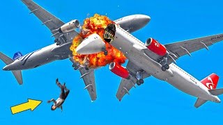 Pilot Falls Out of Burning Airbus A320 After Crashes MidAir With Airplane  GTA 5 [upl. by Stuart]