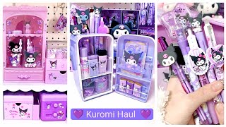 Kuromi haul 💜desk makeover  Sanrio stationery haul cindyasmr [upl. by Figge]