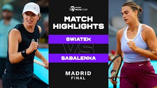 Iga Swiatek vs Aryna Sabalenka  2023 Madrid Final  WTA Match Highlights [upl. by Atteuqihc22]