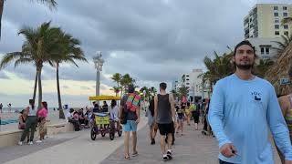 Walking down the beautiful Hollywood beach boardwalk Florida in 4K [upl. by Terrell]