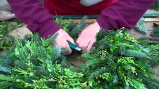 Wilsons Garden Center How To Make A Fresh Greens Wreath [upl. by Annoid]