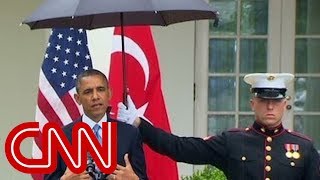 Obama asks Marines for umbrellas [upl. by Tirrej]