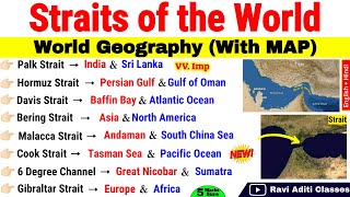 Important Straits Of The World  Strait amp Channels  World Geography  Straits Of The World With Map [upl. by Maire]