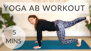 5 MINUTE YOGA AB WORKOUT  quick yoga ab workout  strengthen abdonimal muscles [upl. by Elimac]