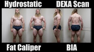 BODY FAT TEST Comparison Hydrostatic Skin Fold DEXA Scan BIA [upl. by Airelav255]