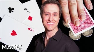 4 Coins 4 Cards Trick  SLEIGHT OF HAND COIN TRICKS [upl. by Eniamaj]