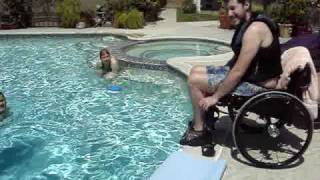 Paraplegic transfer into pool [upl. by Eldwon]