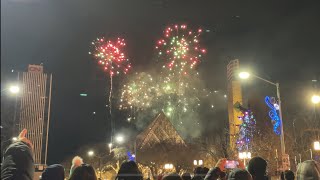 New Year 2024 Fireworks  Sir Winston Churchill Square Edmonton Alberta Canada [upl. by Imar]