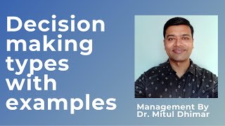 Types of decision making in management 9 types [upl. by Eikram]