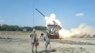 Azerbaijani soldiers firing Israeli made LAR160 rockets towards Armenia [upl. by Xella]